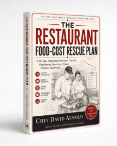 The Restaurant Food Cost Rescue Plan by Chef David Arnold — 3D book cover