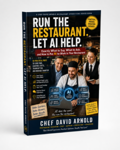 Run the Restaurant. Let AI Help by Chef David Arnold — 3D book cover