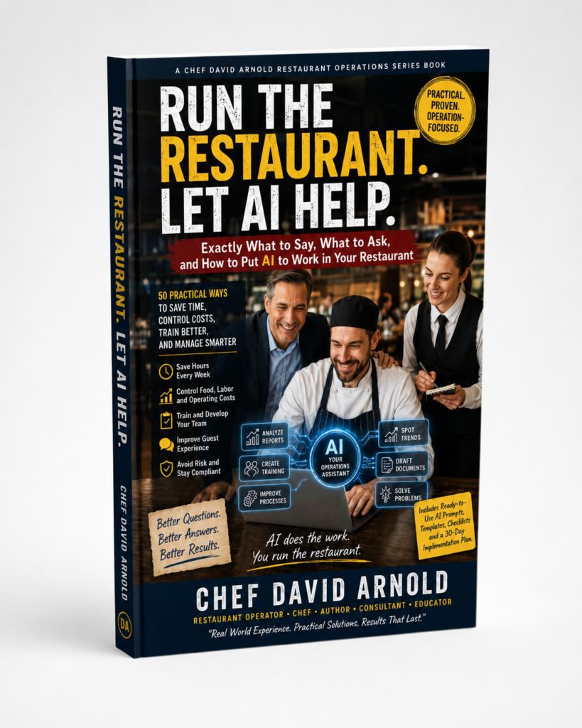 Run the Restaurant. Let AI Help by Chef David Arnold — 3D book cover