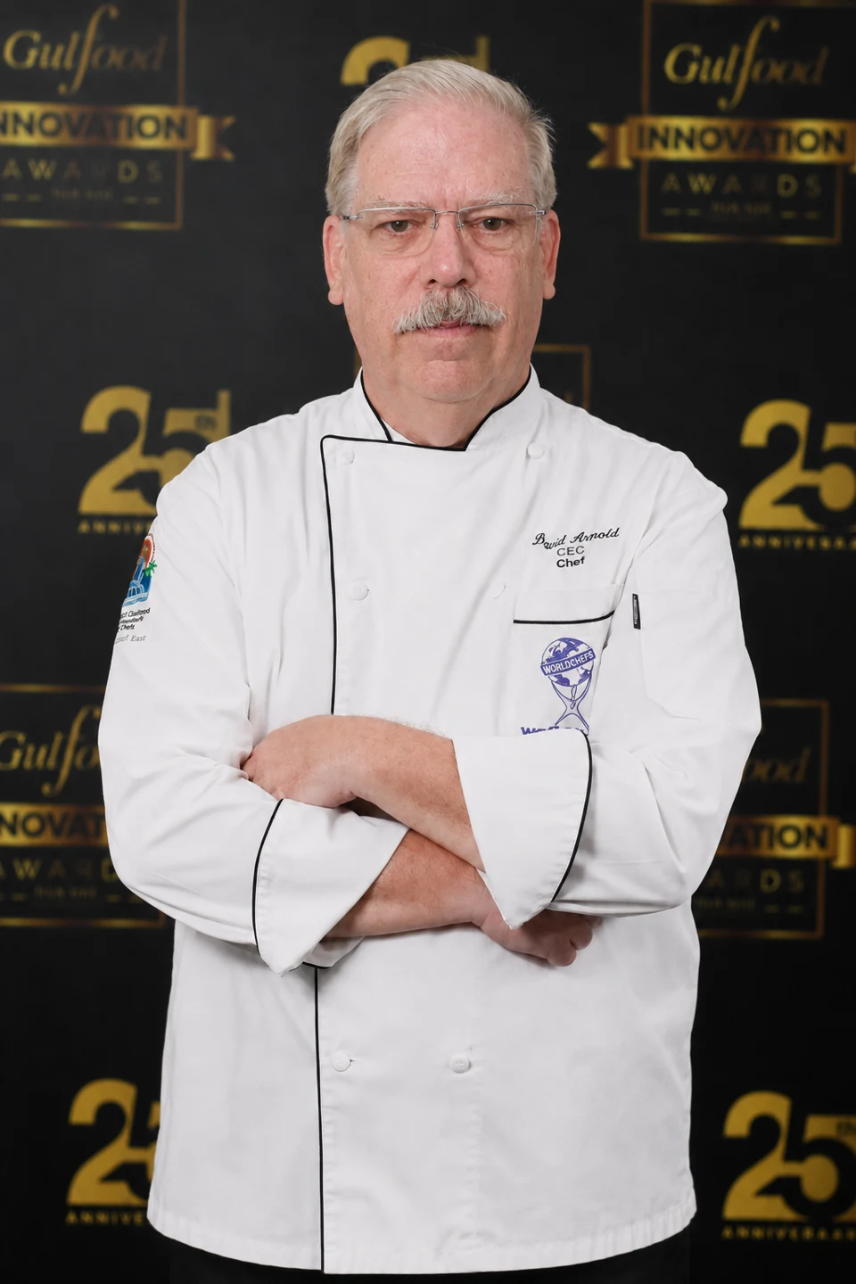 Chef David Arnold in his chef jacket at the Gulfood Innovation Awards judging event